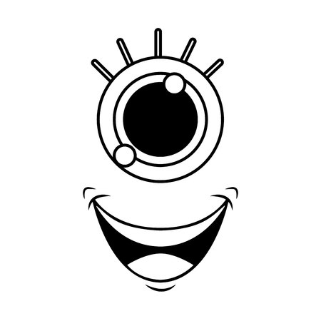 monster face emoticon icon vector illustration designのイラスト素材