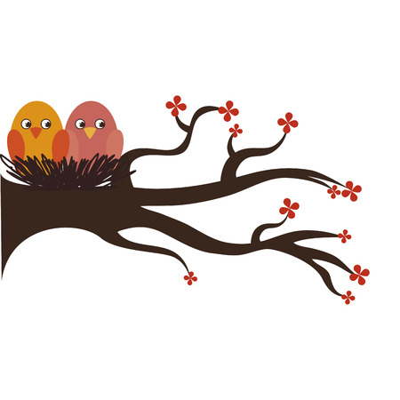 cute birds decorative card vector illustration designのイラスト素材