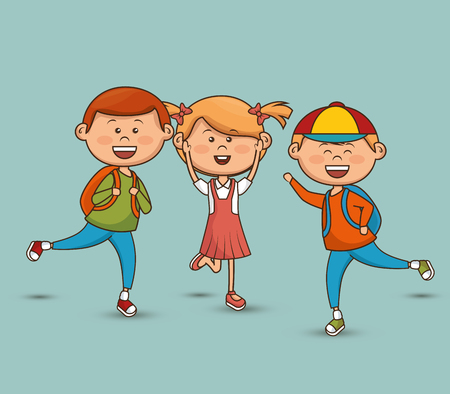 cute little kids characters vector illustration designのイラスト素材