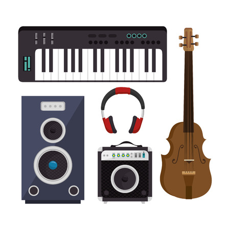 set musical instruments icons vector illustration designのイラスト素材