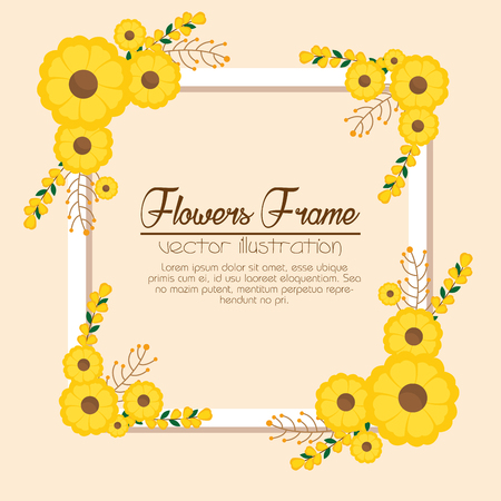 cute flowers frame background vector illustration designのイラスト素材