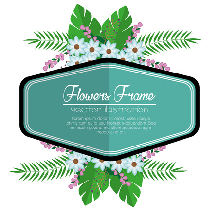 cute flowers frame background vector illustration designのイラスト素材