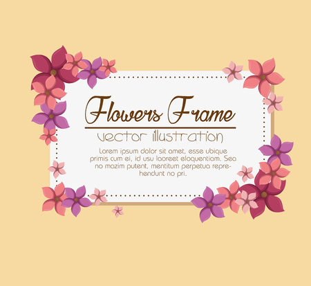 cute flowers frame background vector illustration designのイラスト素材