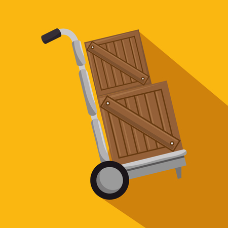 delivery cart with boxes isolated icon vector illustration designのイラスト素材