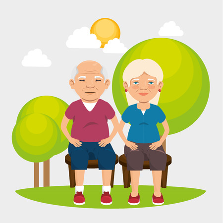 grandparents with sport clothes vector illustration designのイラスト素材