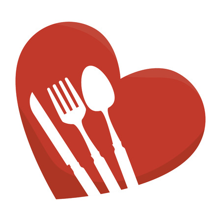 set cutlery in heart vector illustration designのイラスト素材