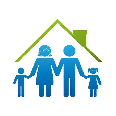 happy family members silhouette vector illustration designのイラスト素材