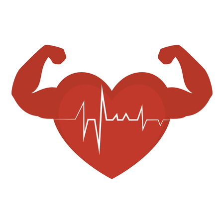 heart cardio with strong hands vector illustration designのイラスト素材