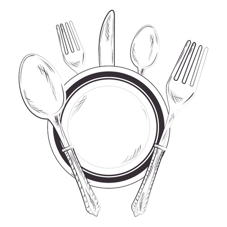 kitchen cutlery tools pattern vector illustration designのイラスト素材