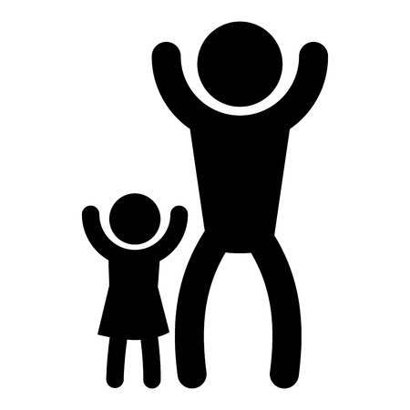happy family members silhouette vector illustration designのイラスト素材