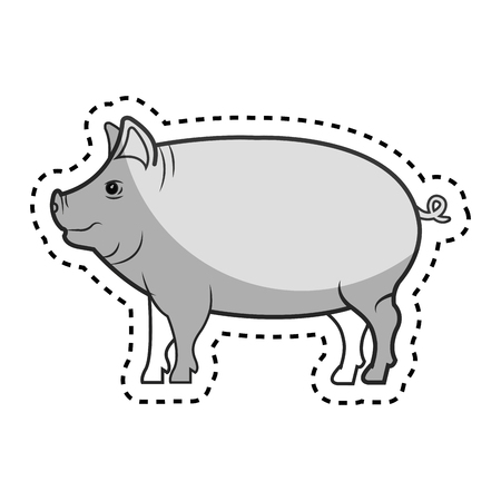 pig animal farm in the field vector illustration designのイラスト素材