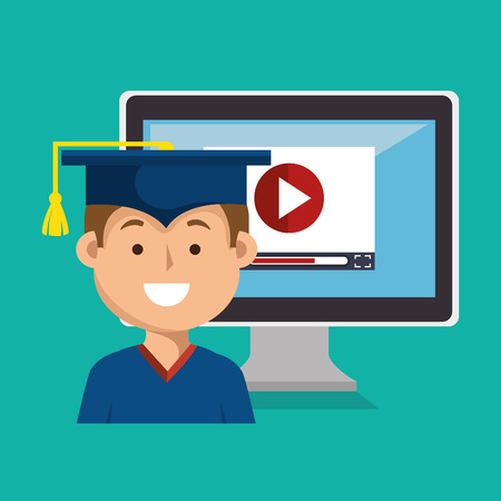 education online flat icons vector illustration designのイラスト素材