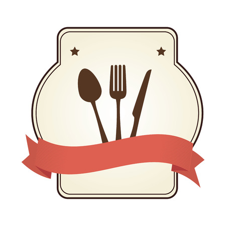 restaurant emblem with cutlery vector illustration designのイラスト素材