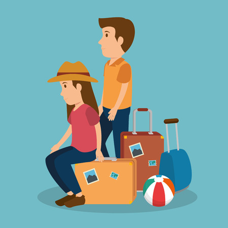 people tourists avatars characters vector illustration designのイラスト素材