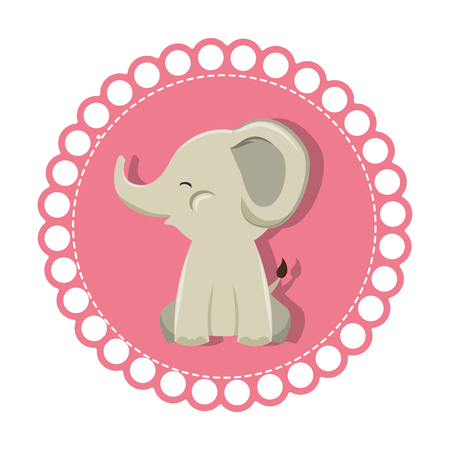 cute animal with circular frame vector illustration designのイラスト素材