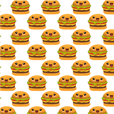 hamburger character kawaii style vector illustration iconのイラスト素材