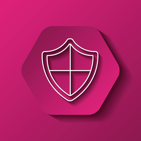 hexagon button with shield icon over pink background. colorful design. vector illustrationの写真素材