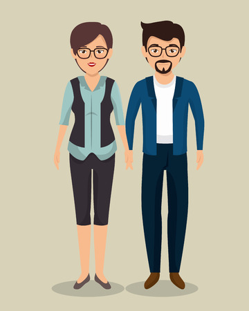 teamwork business couple icon vector illustration designのイラスト素材