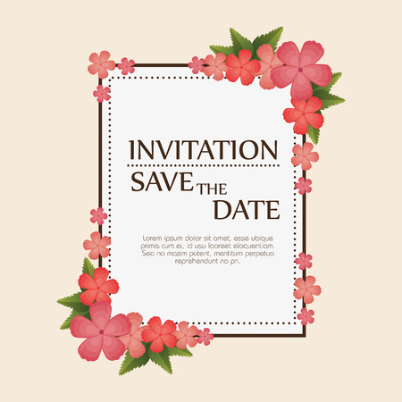 floral invitation save the date vector illustration designのイラスト素材