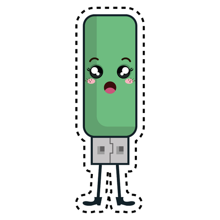 usb memory kawaii character vector illustration designのイラスト素材