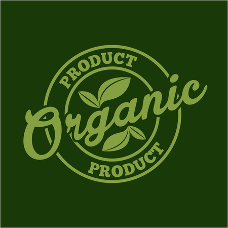 seal stamp of organic product with leaves icon over green background. colorful design. vector illustrationのイラスト素材
