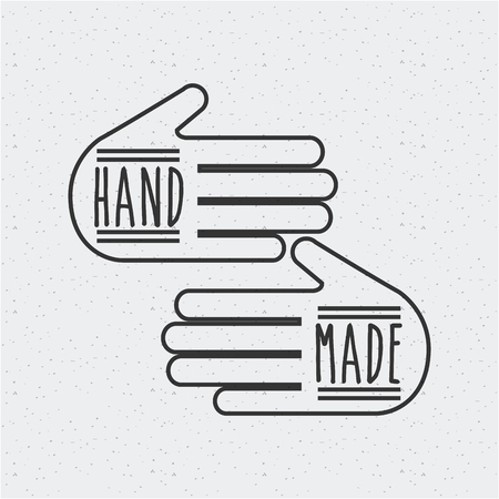 hand made emblem on hands shape over white background. vector illustrationのイラスト素材