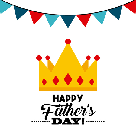 happy fathers day card with crown icon over white background. colorful design. vector illustrationのイラスト素材