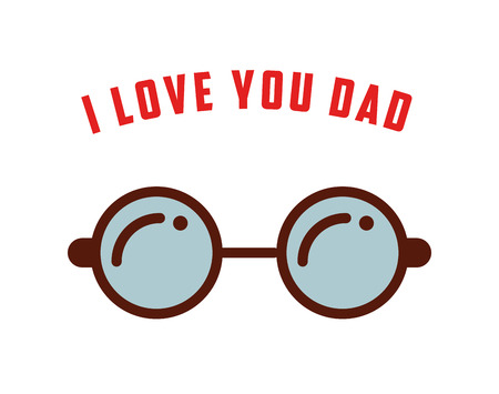 happy fathers day card with glasses icon over white background. colorful design. vector illustrationのイラスト素材