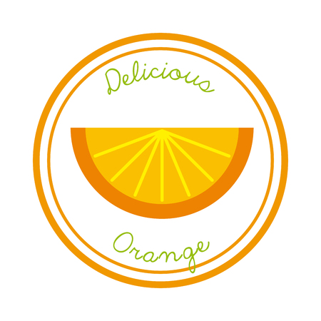 emblem with orange fruit icon over white background. colorful design. vector illustrationのイラスト素材