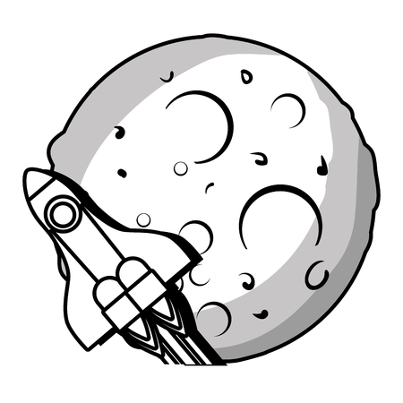 Planet of the solar system with rocket vector illustration designのイラスト素材