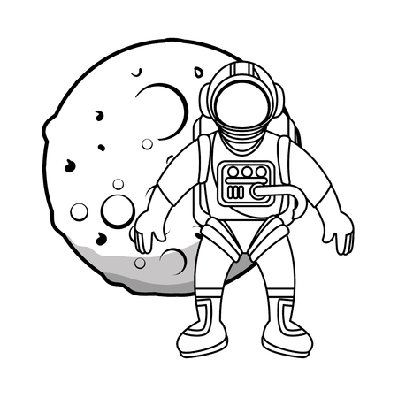 moon of the solar system with astronaut vector illustration designのイラスト素材
