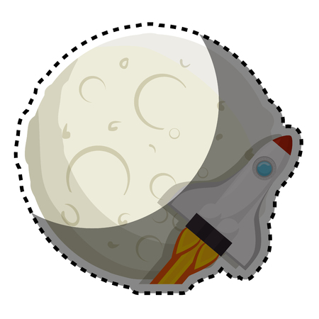 moon of the solar system with rocket vector illustration designのイラスト素材