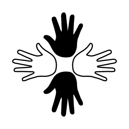 hands print paint around vector illustration designのイラスト素材
