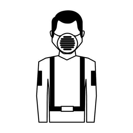 worker avatar with safety suit vector illustration designのイラスト素材