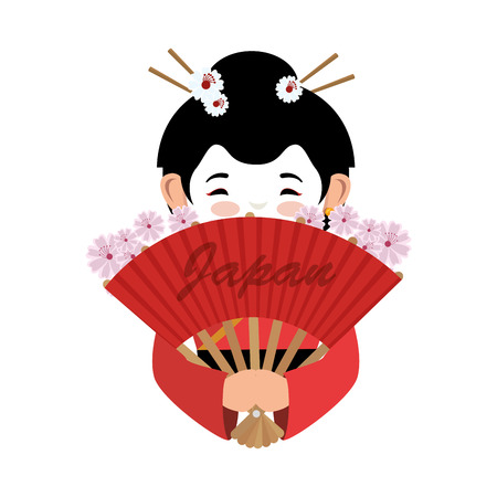 japanese culture beautiful geisha vector illustration designのイラスト素材