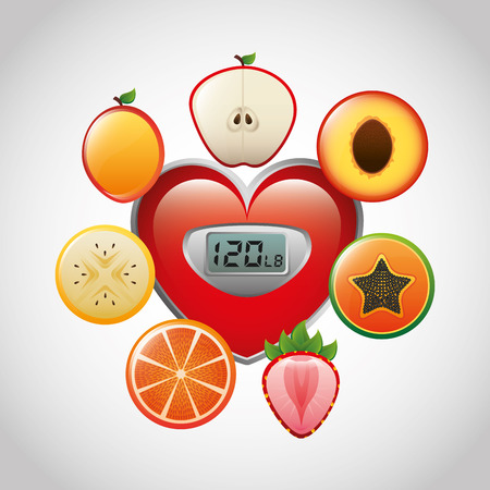 fresh fruit with scale vector illustration designのイラスト素材
