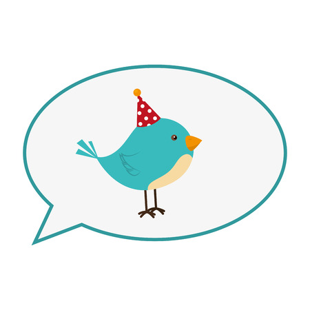 cute bird with speech bubble card icon vector illustration designのイラスト素材