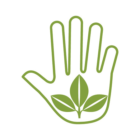 hand human with leafs vector illustration designのイラスト素材