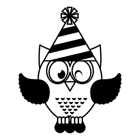 owl with party hat vector illustration designのイラスト素材