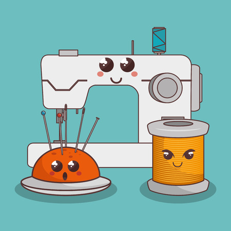 Sewing elements funny characters vector illustration designのイラスト素材