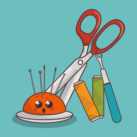 Sewing elements funny characters vector illustration designのイラスト素材