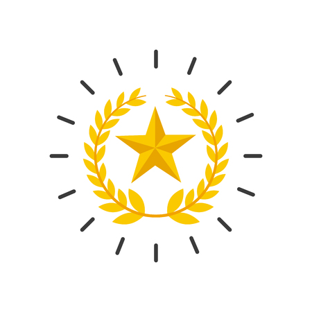 golden wreath of leaves and star icon over white background. colorful design. vector illustrationのイラスト素材