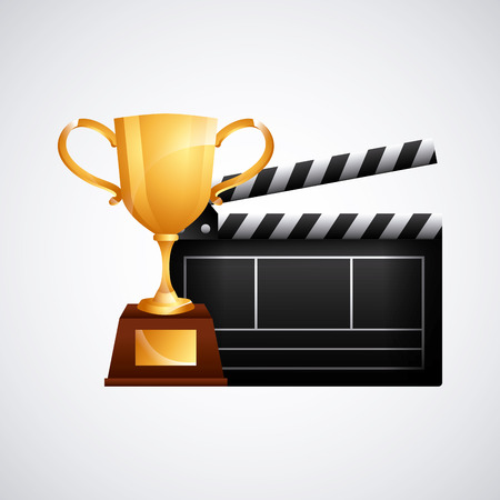 trophy and clapboard icon over white background. colorful desing. vector illustrationのイラスト素材