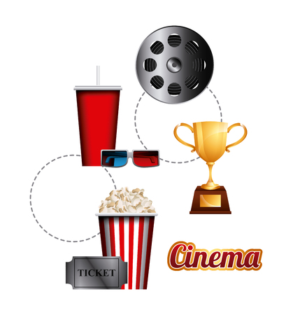 cinema related icon set over white background. colorful design. vector illustrationのイラスト素材