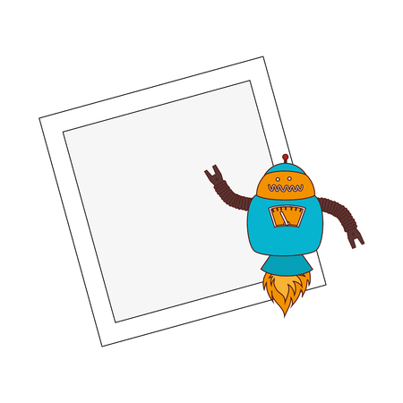 electronic robot with banner card icon vector illustration designのイラスト素材