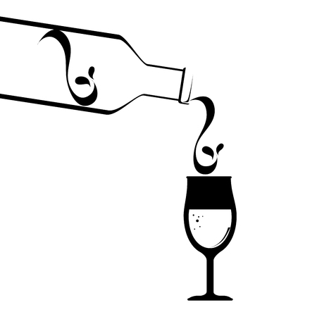 wine cup an bottle isolated icon vector illustration designのイラスト素材