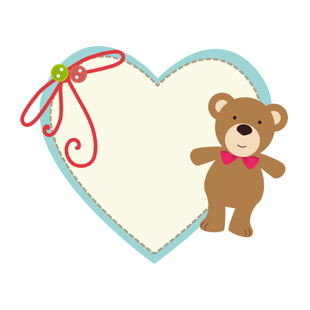 heart love with teddy card icon vector illustration designのイラスト素材