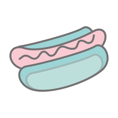 silhouette pastel color hotdog with sauce vector illustrationのイラスト素材