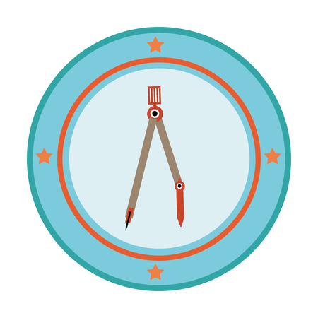 silhouette color with compass in circular frame vector illustrationのイラスト素材