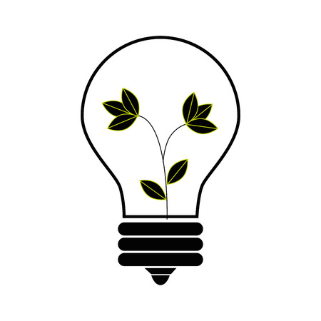 color silhouette with lightbulb with plant inside vector illustrationのイラスト素材
